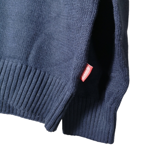 Coleman Quarter-Zip Sweater Men's  Size L Deep Sea  Zipper Pocket  Dark Blue New - Picture 6 of 12
